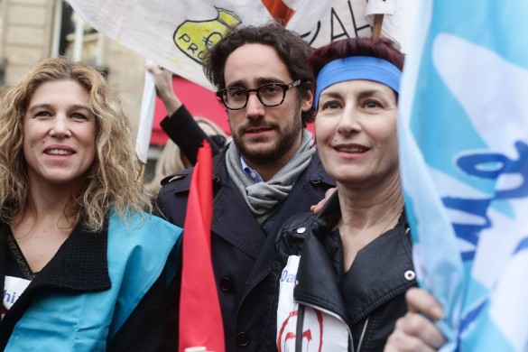 Thomas Hollande, très engagé, manifeste auprès des salariés menacés de licenciement (Photos)